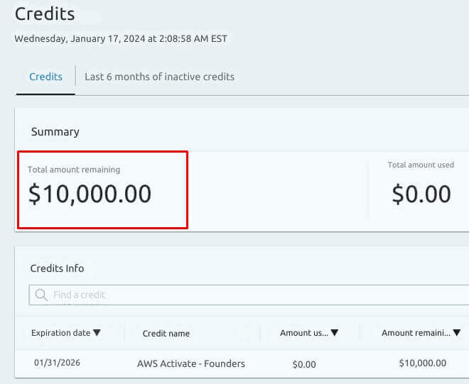 Buy AWS 10K Credits Accounts
